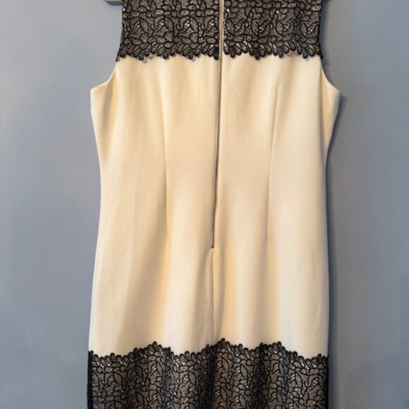 New Calvin Klein Cocktail Ivory/Black Lace Sheath Sleeveless Dress - Size 16 - Picture 6 of 6